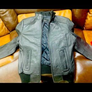 Faux leather jacket, Small dark brown